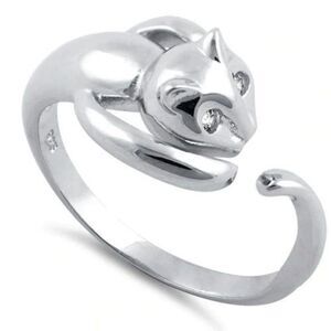 Sterling Silver Open Adjustable Cat Ring Fine Jewelry NEW WITH BOX